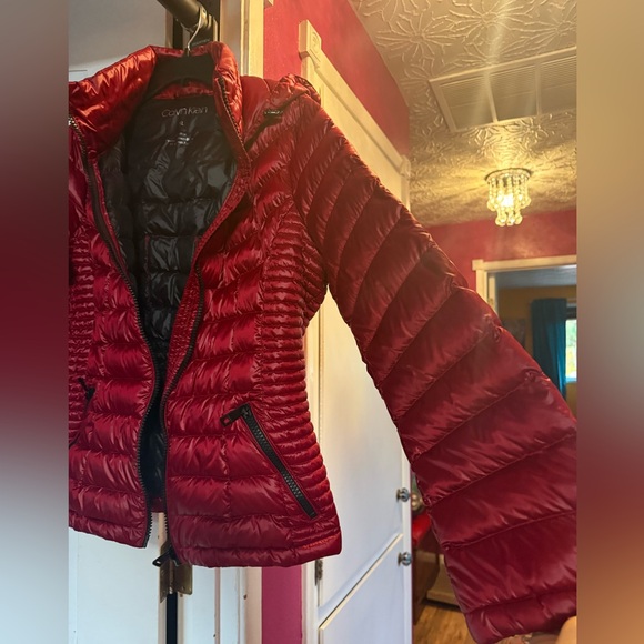Calvin Klein Cherry Red Puffer Jacket - Picture 7 of 8